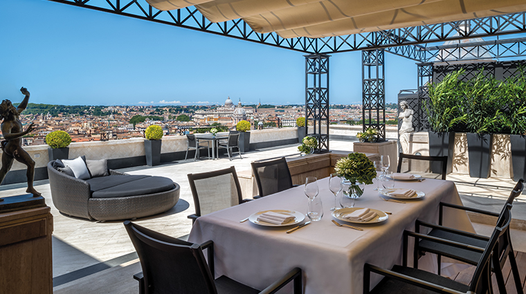 Super panoramic terrace of the penthouse, a perfect set for private intimate wedding receptions