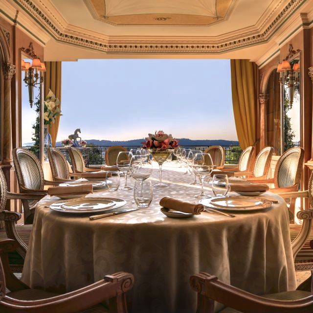 elegant private room for intimate wedding dinners with view long elegant table setting