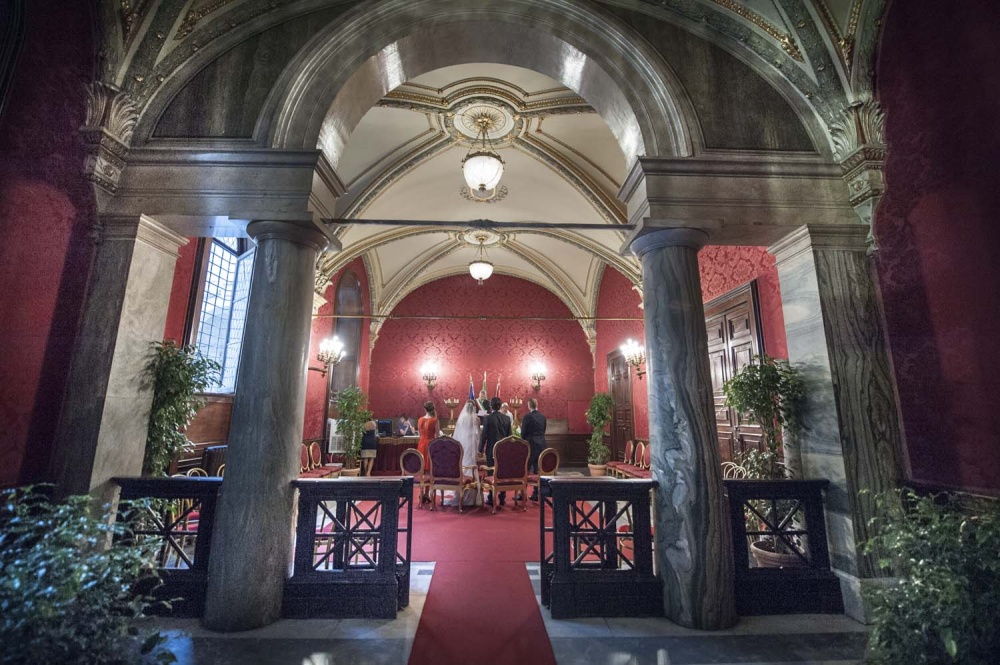 View of the Red Hall in Campidoglio for an elopement in Rome