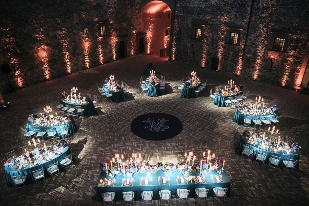 Night view at wedding castle in Rome