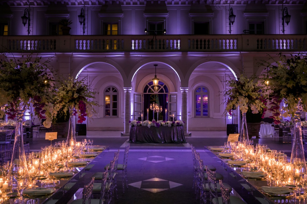 Villa in Rome with mirror tables, candles and candelabras