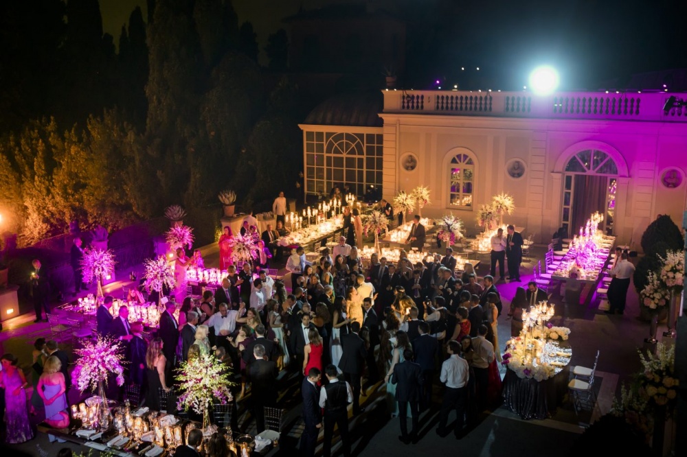 Luxury villa in Rome with a dancing party on the terrace