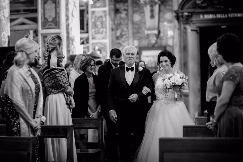 Bridal entrance with her father into the church