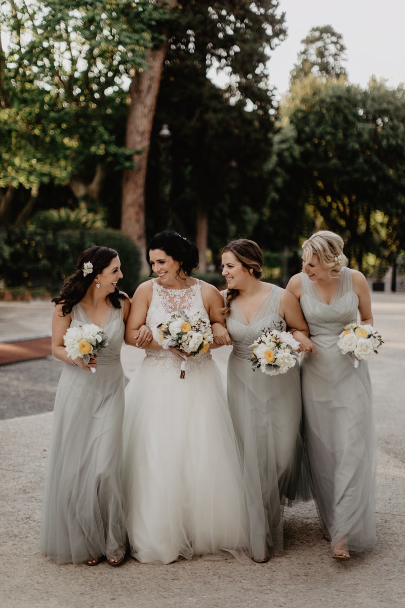 bride and bridesmaids after the ceremony