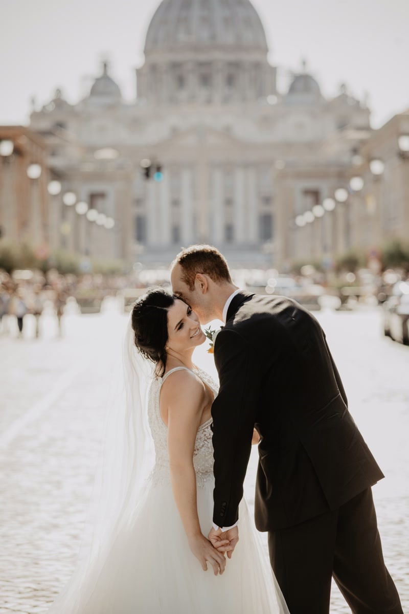 Bride and groom in Vatican Rome