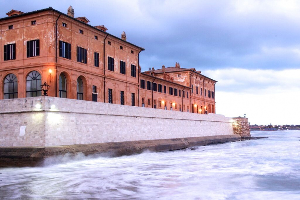 twilight's of the Villa from the sea warm colours of the villa intesified by sky and sea colour