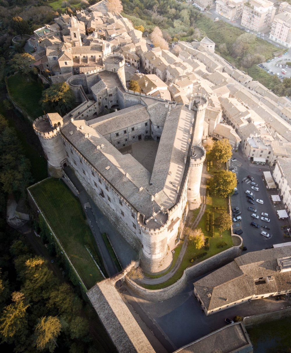 Areal view of the wedding castle in Rome