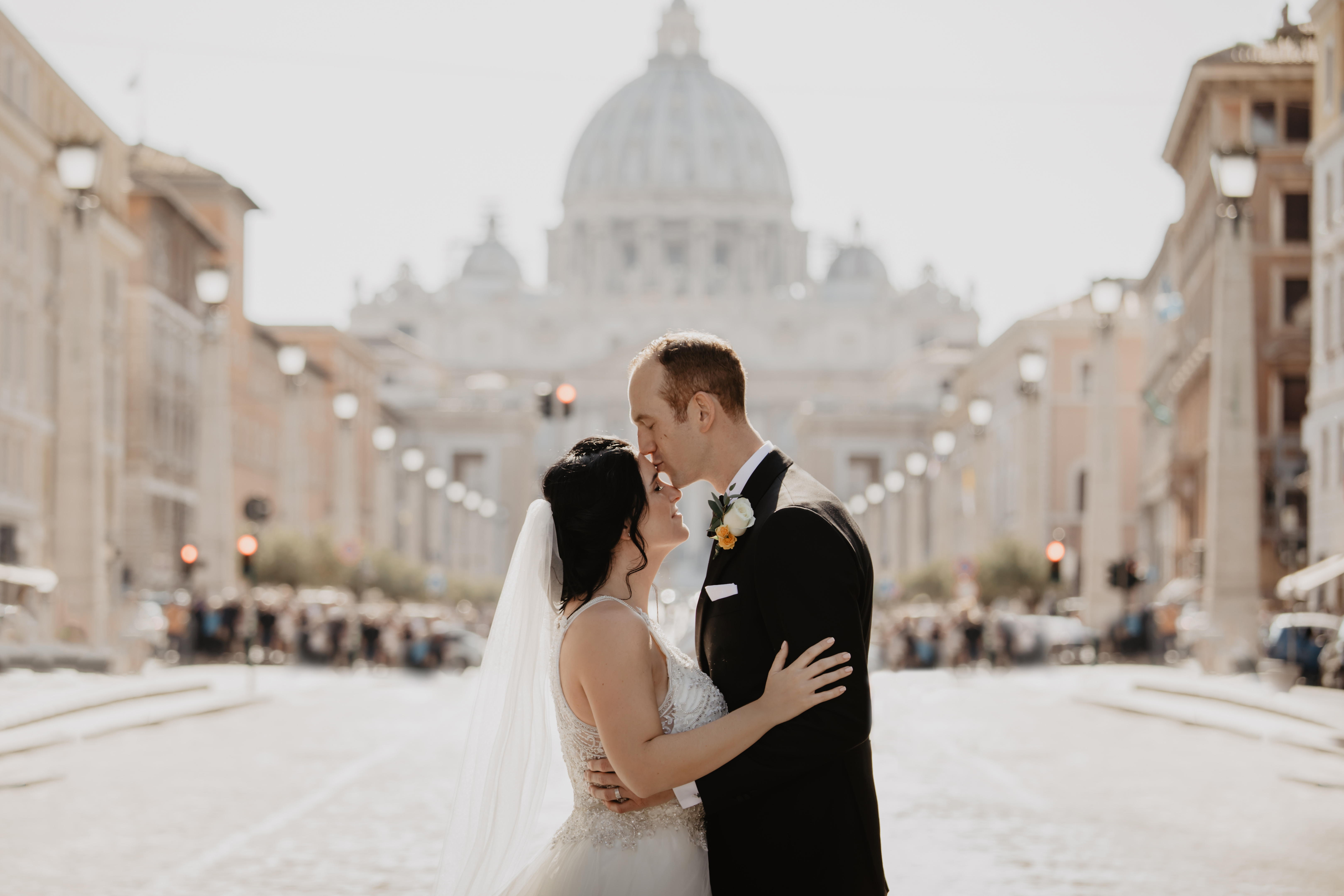 Bride and groom in Vatican Rome